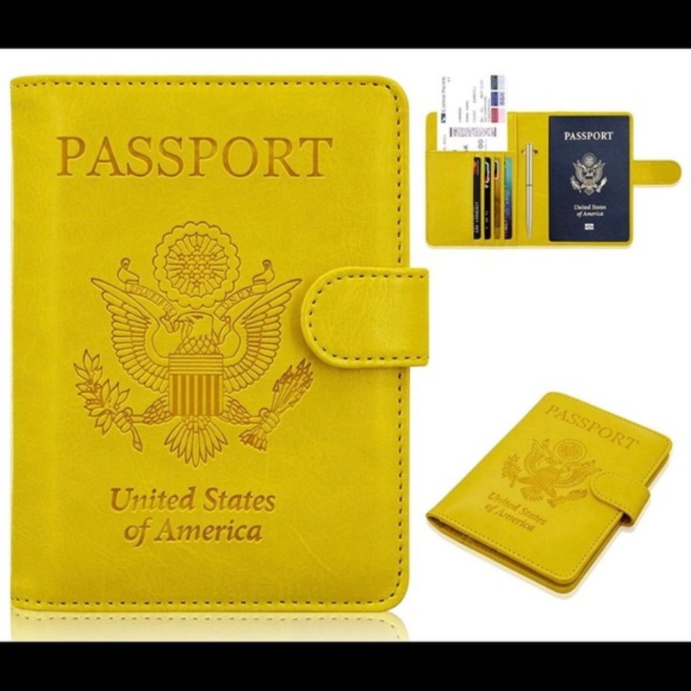 Brand New Yellow Magnetic Passport Holder - Picture 1 of 1